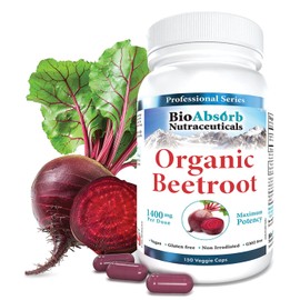 Organic Beet Root Supplement - 150 Beetroot Capsules, 1400mg/Serving (700mg per Cap)