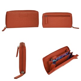 bruno banani 022053 Women's Genuine Leather Wallet, All-Round Zip, Slim Fold, Lightweight Cowhide Leather, Papaya, Standard size, Casual