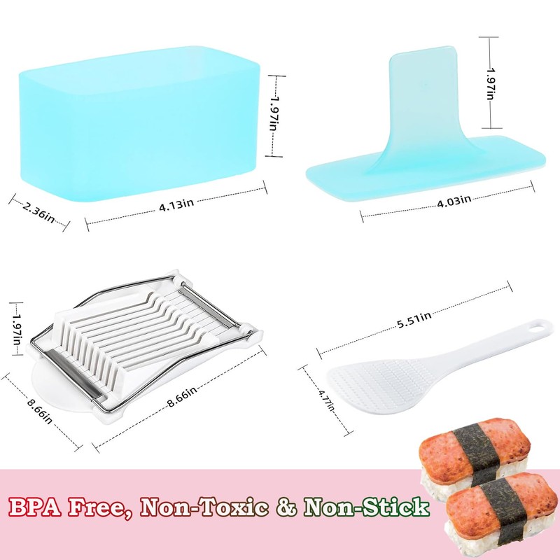 Spam Musubi Mold, 4 Pcs Musubi Maker Kit Spam Slicer