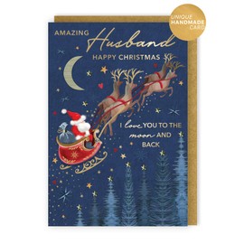 Magnifique Embellished Husband Moon & Back Large Christmas Greeting Card XMQ032