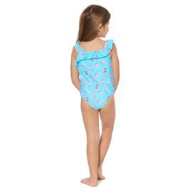 KIKO & MAX Traje de baño de una Pieza para niña con Hombros asimétricos, Flamenco Turco, Talla 6X, Flamenco turq, 6X