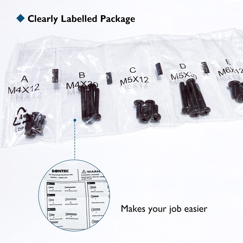 BONTEC Universal TV Mounting Hardware Kit Compatible with Most TVs