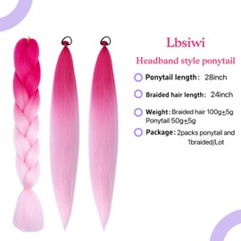 Lbsiwi Colored Hair Extensions for Kids Ponytail Extension with Colorful Tinsel Ponytail Extension Braids Crazy Hair Day (Peach Red Light Pink, Packs of 3)