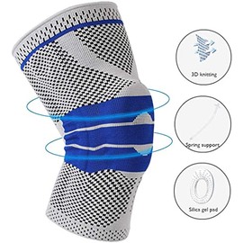 Knee Brace Compression Sleeve for Knee Pain Wraps Patella Stabilizer with Silicone Gel Spring Support, Hinged Kneepads Protector for Meniscus Tear Art
