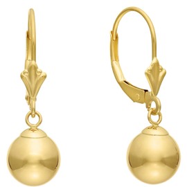 Art and Molly 14k Yellow Gold Ball Drop Earrings with Leverback (8mm, yellow-gold)