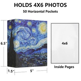 Hiwhy Photo Album 4x6 with 50 Pockets, Small Picture Album with Premium Leather Album Cover, Slip-in Mini Picture Book for Family Wedding Anniversary Baby Vacation Pictures, Starry Night