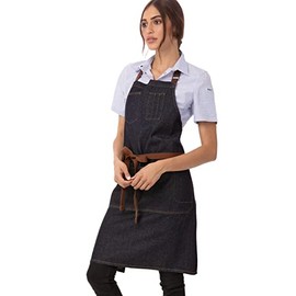 Chef Works Unisex Memphis Bib Apron, Indigo Blue, One Size