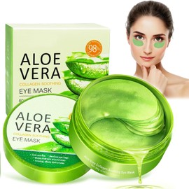 Parches de ojos Aloe Vera 60 Piezas, Parches para las ojeras  Máscaras refrescantes de Aloe Vera para los ojos, Máscaras para las ojeras, Eliminador  