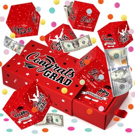 WenmthG Graduation Surprise Gift Box Explosion for Money - 10 Pcs Grad Pop Out Folding Bounce Money Gift Box with Confetti - Cash Gift Idea for Grad - Graduation Money Bank Party Supply (Red)