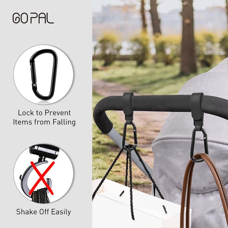 6 Pack Stroller Hooks for Bags, Baby Stroller Clips and