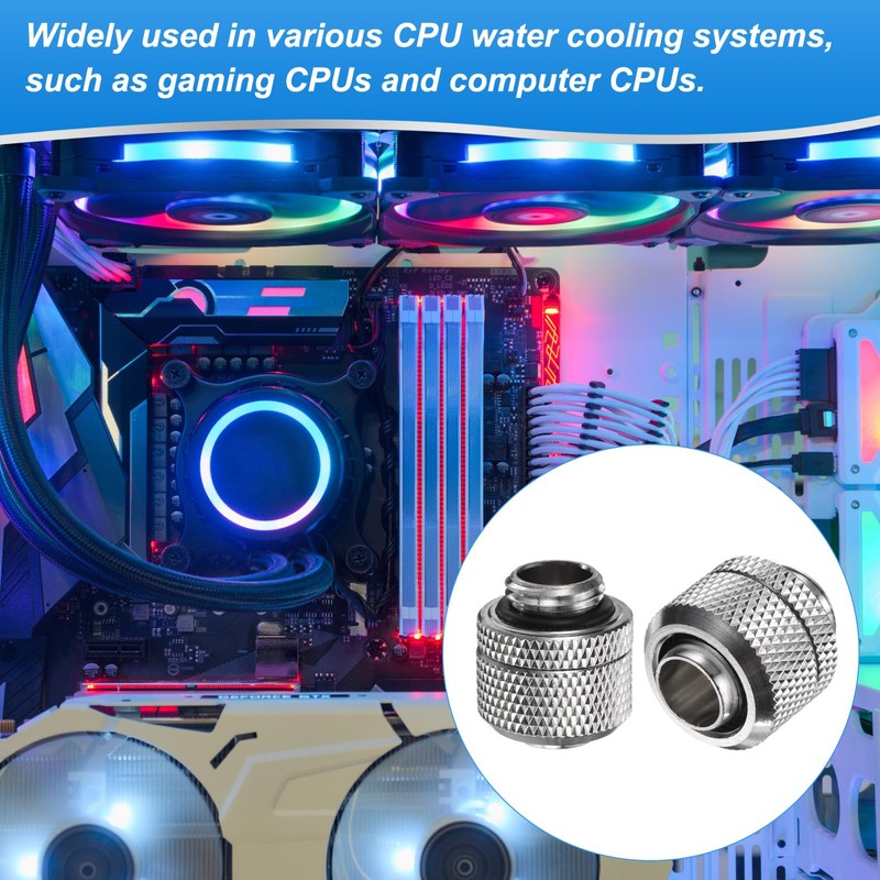 sourcing map 2pcs Water Cooling Adapter G1/4" Thread to 10mm
