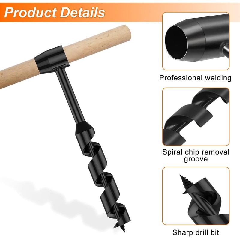 Hsthe Sea Hand Drill for Woodworking Portable, Multi-Purpose Auger, Spiral