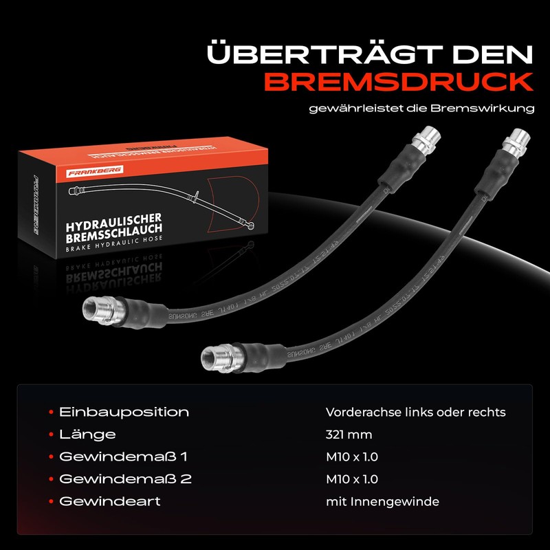 Frankberg 2x Front Brake Hose Compatible with A4 8D2 1.8L-2.7L
