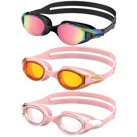 NSSIW Swim Goggles Swimming Adult: Anti Fog with UV400 Protection and No Leak for Men and Women 3 Pack