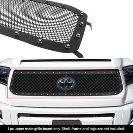APS Compatible with 2018-2020 Tundra with Front Sensor TSS Main Upper Stainless Steel Black Mesh Rivet Studs Grille Insert TL6030H