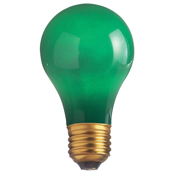 Satco S6091 25 Watt A19 Incandescent Light Bulb, Ceramic Green