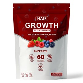 Hair Growth Gummies for Black Women, with Biotin-Silica Complex (5000mcg Biotin) & Vitamin D (30mcg), Supports Hair, Skin & Nail Health, Non-GMO, 60 Gummies