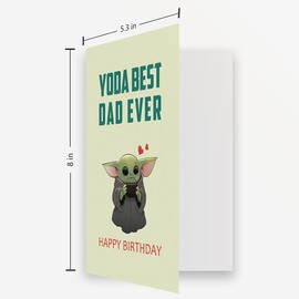 OJsensai Baby Yoda Funny Dad Birthday Card from Daughter Son, Lovely Father Bday Card from Wife, Cute Daddy Greeting Present from Daughter-In-Law Son-In-Law