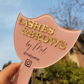 XFYSDIY XFYSDIY Custom Mirror Prop, Custom Beauty Technician Social Media Prop, Handheld Mirror Social Media Prop, Aesthetics Props, Salon Decor, Mirrors for Lash Techs(White)