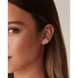 Tewiky Delicate Stud Earrings & Hoop Earrings for Women - Trendy 14K Gold Plated / Silver Plated Hypoallergenic Lightweight Earrings for Everyday Wear, Brass, No Gemstone