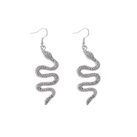 Snake Earrings for Women Gothic Rhinestone Snake Dangle Earrings Animal Serpent Snake Earrings Jewelry Gift (silver)