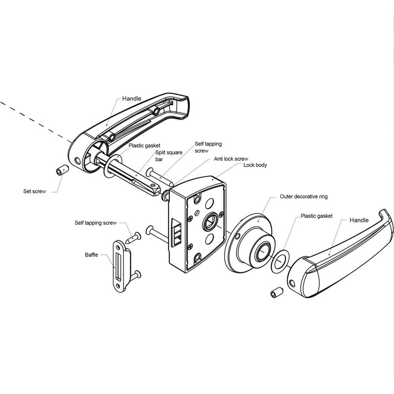Lever Handle Lock Aluminium Alloy Entry Door Lock for 15‑20MM