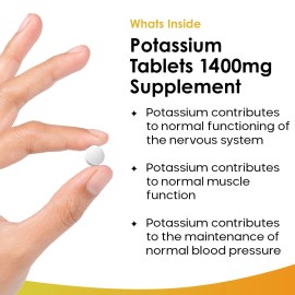 Potasio 1400mg 360 Comprimidos Presión Arterial Músculo y Suplementos de Apoyo Nervioso