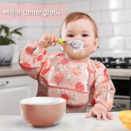 Termichy baberos para bebe, baberos impermeables bebe con mangas, baberos bebe niña, baberos impermeables bebe niño,baberos con bolsillo para 1-3 años (3 Piezas)