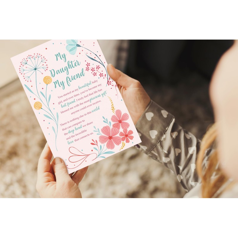 Daughter Birthday Cards - Sentimental Poem and Flowers