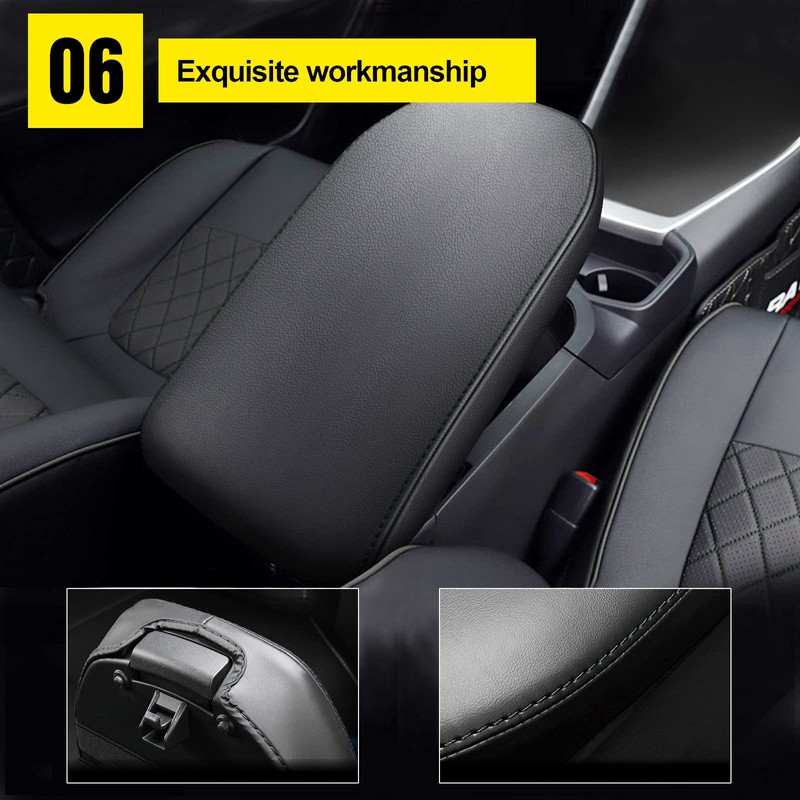 AOMSAZTO Center Console Armrest Covers for 2013-2018 Toyota RAV4 Black