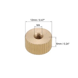QUARKZMAN Knurled Nuts 4 Pieces M4 x D12 mm x H 6 mm Brass Knurled Nut Flat Head Blind Hole Lock Adjustment Nuts for 3D Printer Parts
