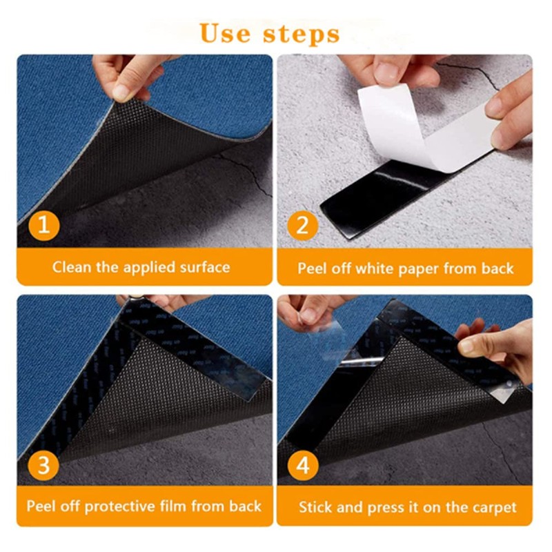 16PCS Reusable Rug Grippers, Rectangle Wooden Floor Anti-Slip Rug Underlay