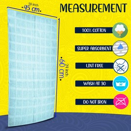 Xelay 100% Egyptian Cotton Terry Tea Towel Wonderdry Monocheck Black White Kitchen Dish Cleaning Drying Cloth 35cm x 60cm (Black Pack of 3 Small Check) (15.5" x 23.5")