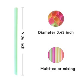YAOSHENG Colored disposable milkshake straw, (100-500 pack) straight tube pointed fluorescent multi-color straw, suitable for parties, gatherings, home restaurants (200, 0.43 * 9.05)