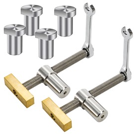 Nicunom 2 Pack Bench Dog Clamp, 3/4" Dog Hole Clamp with 4 Pack Bench Dogs, Adjustable Woodworking Clamps Workbench Stop Stainless Steel Brass