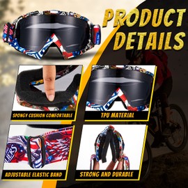 Tallew 4 Pairs Dirt Bike Goggles Motorcycle Goggles Motocross Goggles Riding Racing Atv Goggles for Men Women Power Sports Ski (Cool)