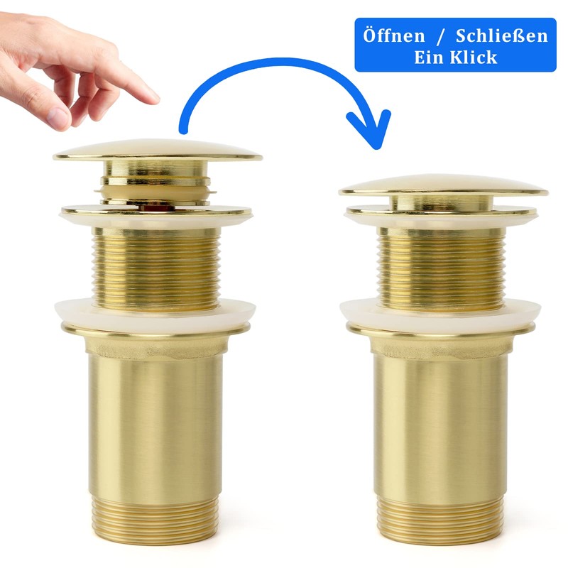 Universal Drain Fitting with Overflow, Pop-Up Drain Valve Made of