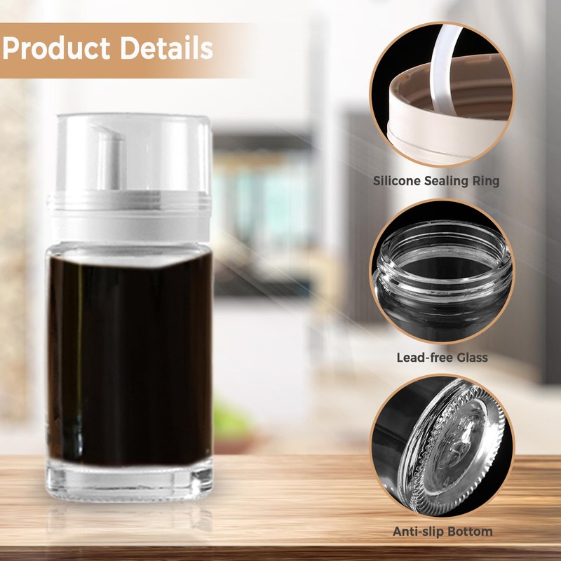 Kwude 2-Pack Leakproof Small Glass Oil and Vinegar Dispenser Bottles