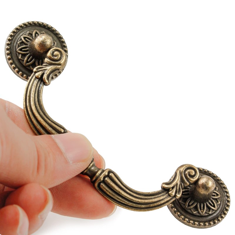4 Pack Bail Pull Handles, 3.5 Inch Hole Center Antique