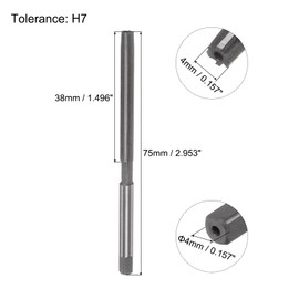 sourcing map Hand Reamers, 5mm H7 Metric Reamer Drill Bit for Metal Wood Hole Reaming, Straight Flute High Speed Steel (HSS) Tool