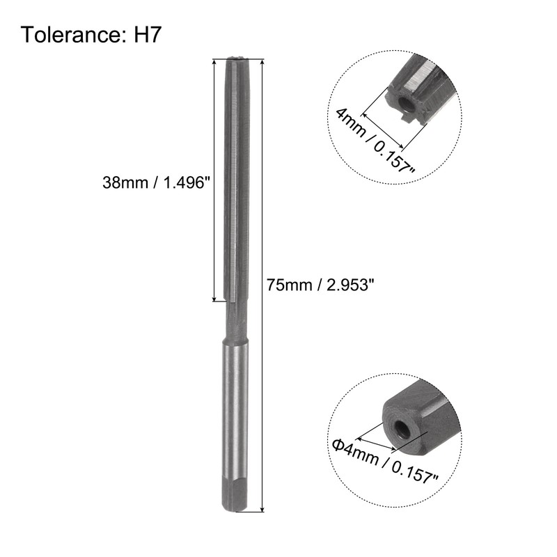 sourcing map Hand Reamers, 5mm H7 Metric Reamer Drill Bit