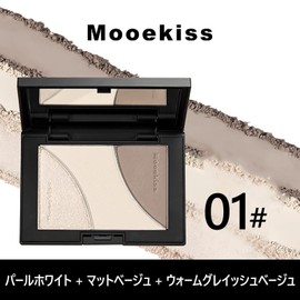Mooekiss Highlight Shading, Three Color Palette, Shading Palette, High Adhesion, Highlight, Large Capacity, Nose Shadow, Matte, Cheek, 3D Bronzer, 3D Sensation, Small Face, Sparkling, Portable, Pore