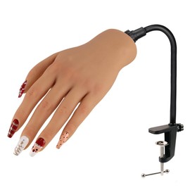 KnowU Mano de entrenamiento para uñas acrílicas con soporte, maniquí de silicona suave, flexible y flexible para practicar uñas postizas.