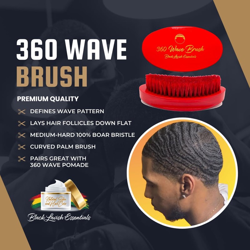 360 Wave Brush, Build Deeper Waves, Soft & Hard Boar