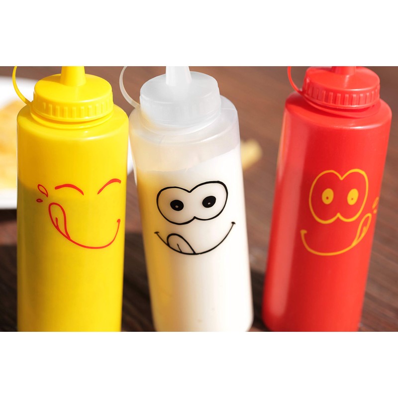 New Star Foodservice 28560 Smiley Faces Squeeze Bottle Set, Plastic,