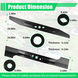 ranwin AB2102D High-Lift Bagging Blade Set, Compatible with E GO LM2130 LM2133 LM2130SP LM2135SP LM2150SP LM2156SP Models, 21 Inch Lawn Mower Blade, 2 Pcs