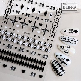 Gift ribbon flat nail stickers / 선물 리본 플랫 네일스티커