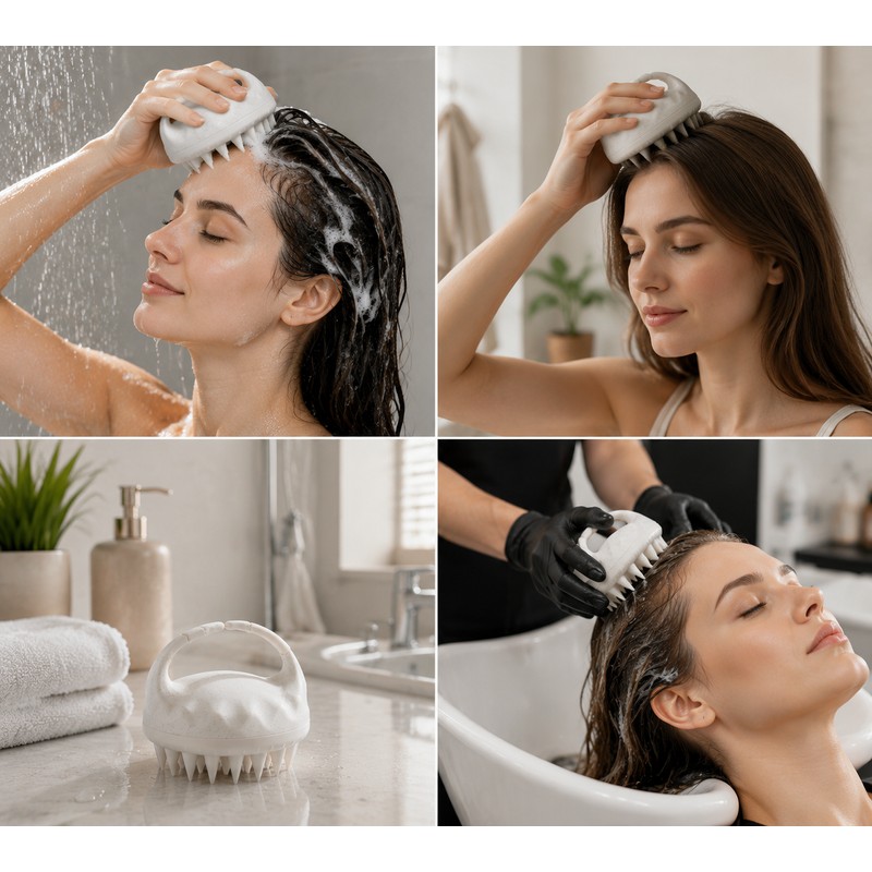 Silicone Scalp Massage Brush for Hair Washing – Soft Cleansing