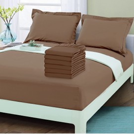 Elegant Comfort 6-Pack Fitted Bottom Sheets 1500 Thread Count Premium Hotel Quality, Deep Pocket, Wrinkle-Free, Stain and Fade Resistant, 6PACK Fitted Sheet, Queen, Taupe