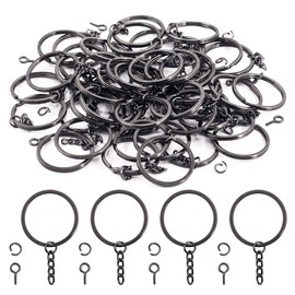 Swpeet 300Pcs 7/5 Inch 35mm Black Flat Key Chain Rings Kit, Including 100Pcs Split Keychain Rings with Chain and 100Pcs Jump Ring with 100Pcs Screw Eye Pins Bulk for Jewelry Findings Making